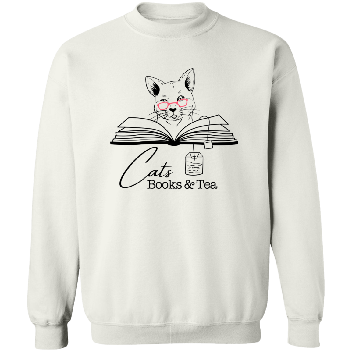 Cats, Books & Tea Book Lover Crewneck Sweatshirt