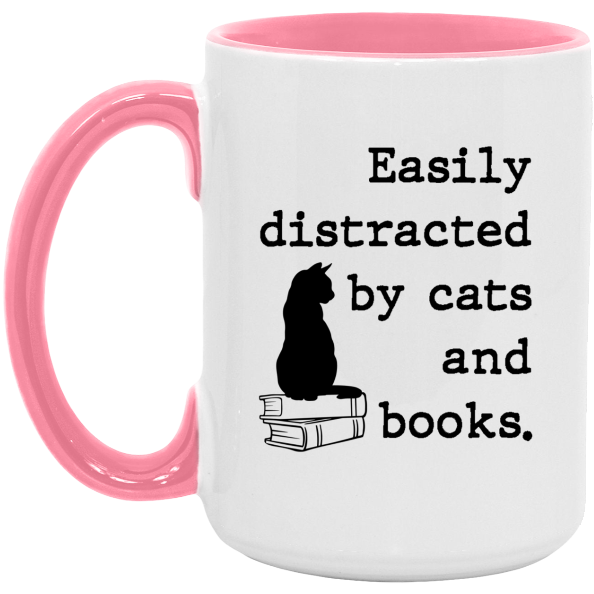 Easily Distracted By Cats & Books Coffee Mug