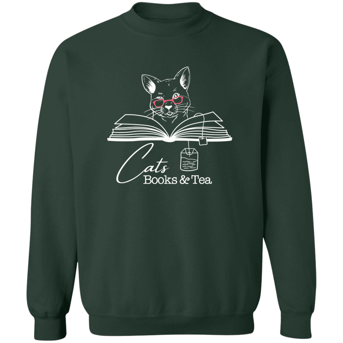 Cats, Books & Tea Book Lover Crewneck Sweatshirt